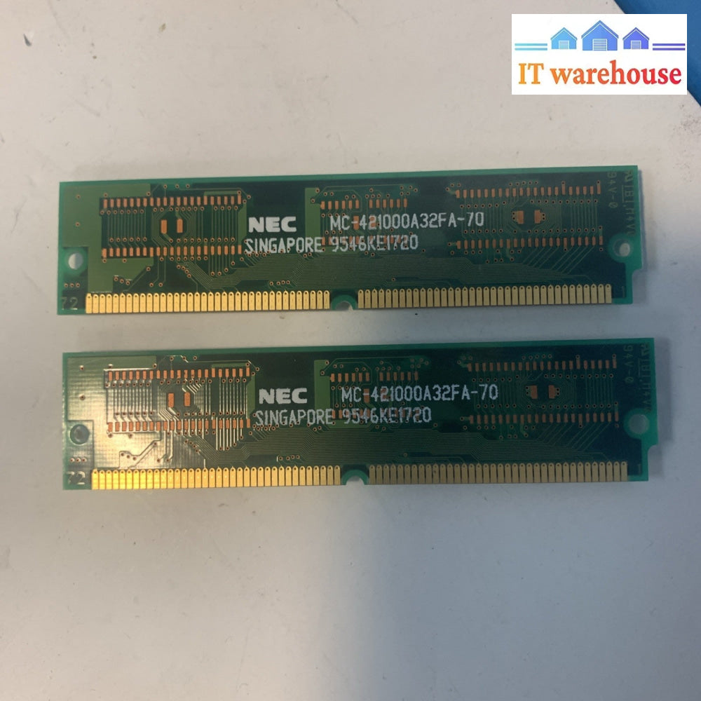 2x  IBM 92G7540 4MB 70NS 72 PIN SIMM 05H0905 92G7539