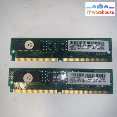 2x  IBM 92G7540 4MB 70NS 72 PIN SIMM 05H0905 92G7539
