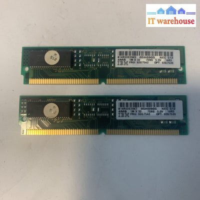 2x  IBM 92G7540 4MB 70NS 72 PIN SIMM 05H0905 92G7539