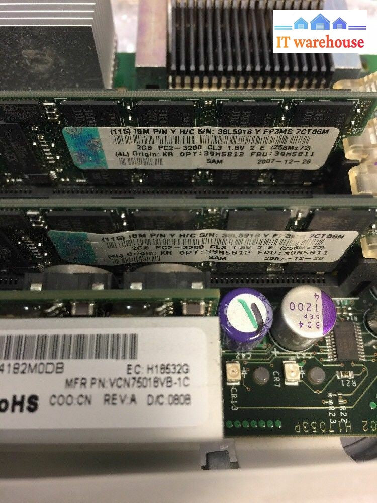 - 2x - IBM X Series Server Ram Module VCN75-018V VCN75018VB 24R2637 W/4x 2G RAM