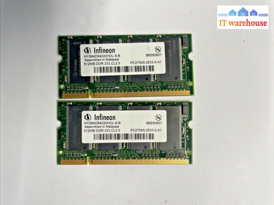2x  Infineon 512MB Laptop Memory   pc2700s-2533-0-a1 +
