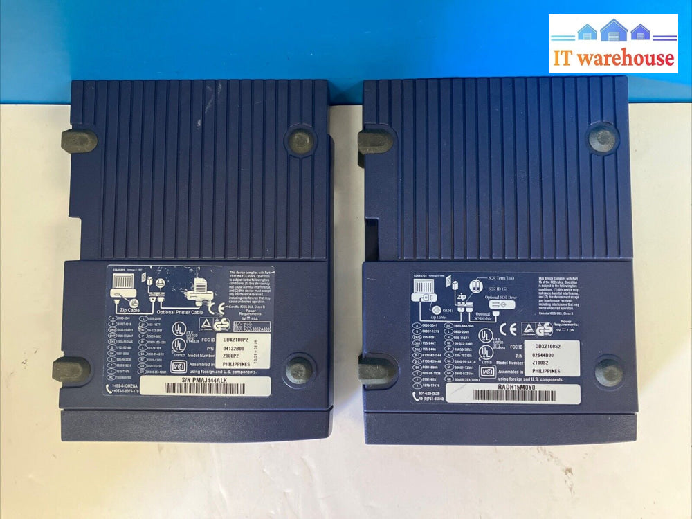 2X Iomega Zip100 Ddxz100S2 / Ddxz100P2 100Mb External Zip Drive (No Ac) ~
