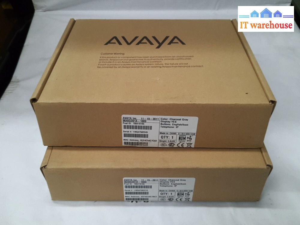 - 2x NEW  AVAYA 9640 9640GD01A-1009 IP Tel Set Charcoal Gray w/ Display  @@@ 