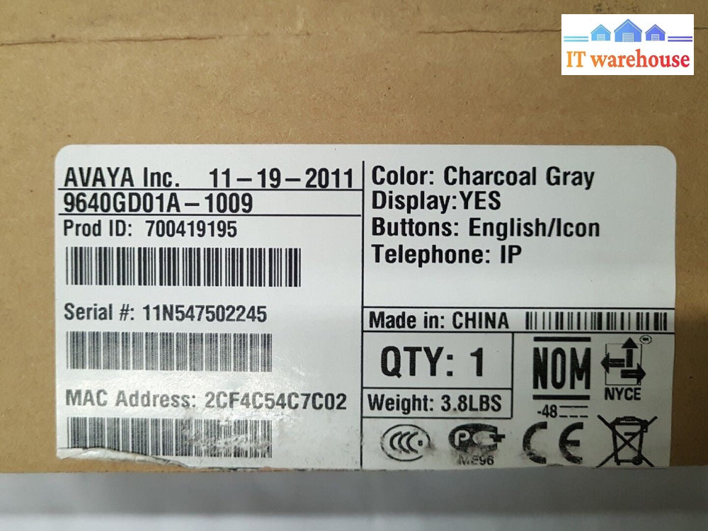- 2x NEW  AVAYA 9640 9640GD01A-1009 IP Tel Set Charcoal Gray w/ Display  @@@ 
