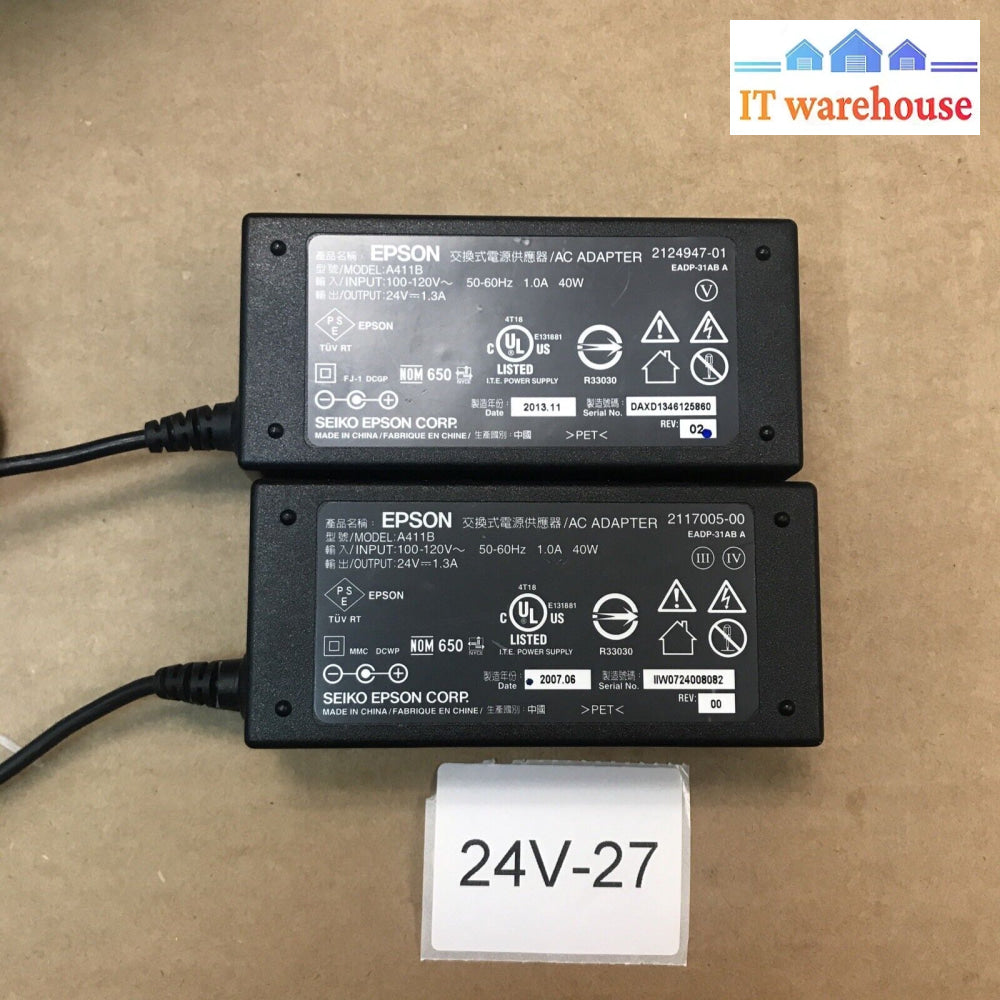 2X Original Epson A411B 2124947-01 212494701 I.t.e. Ac Dc Adapter Charger Supply