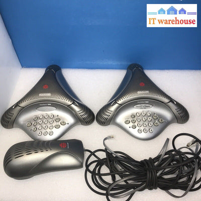 2x Polycom VoiceStation 100 Analog Conference Speakerphone W/ 2x Wall Power