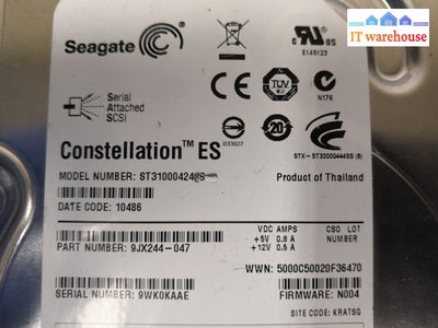 2x SEAGATE 9JX244  1TB 7.2K RPM 3.5" SAS HARD DRIVE ST31000424SS @-