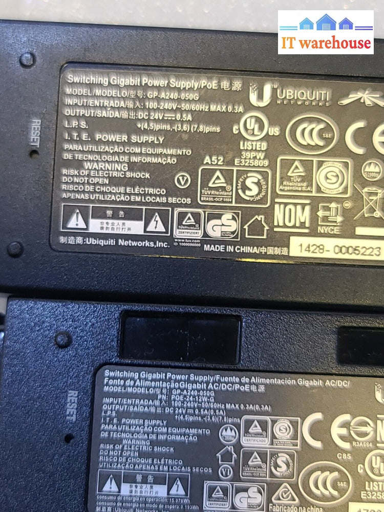 - 2X Ubiquiti Gp-A240-050G 24V 0.5A Poe Injector I. T. E. Power Supply