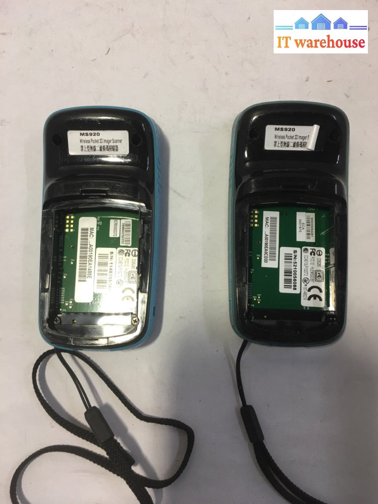 ~ 2X Unitech MS920 wireless pocket 2D Image Scanner, No Battery and Cover,As Is