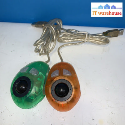 (2X) Vintage Small Portable Micro Trackball Usb Fdm-G52 P Handheld Finger Mouse