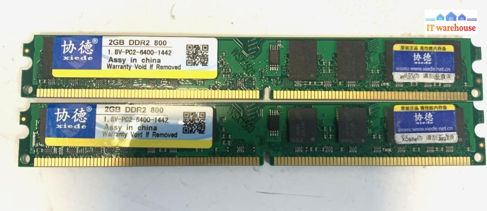 2x Xiede 2GB DDR2 PC2-6400 800MHz 240-Pin Desktop RAM 1.8V Tested