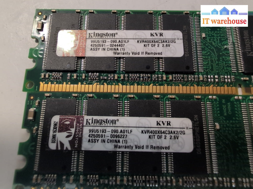 (2x1GB) Kingston 2GB  KVR400X64C3AK2/2G  PC3200 400Mhz DDR1 desktop Memory RAM -