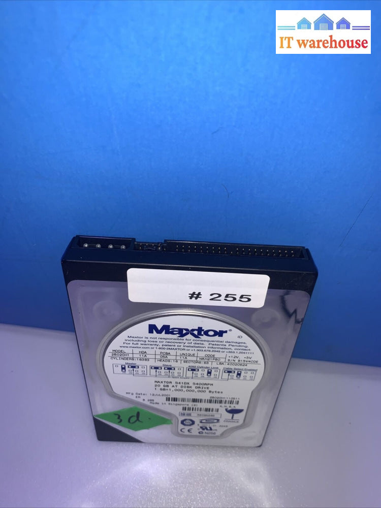 3.5'' IDE Hard Disk Drive Maxtor 541DX 5400RPM 20GB WAH21PBO 2B020H1 11A 05A