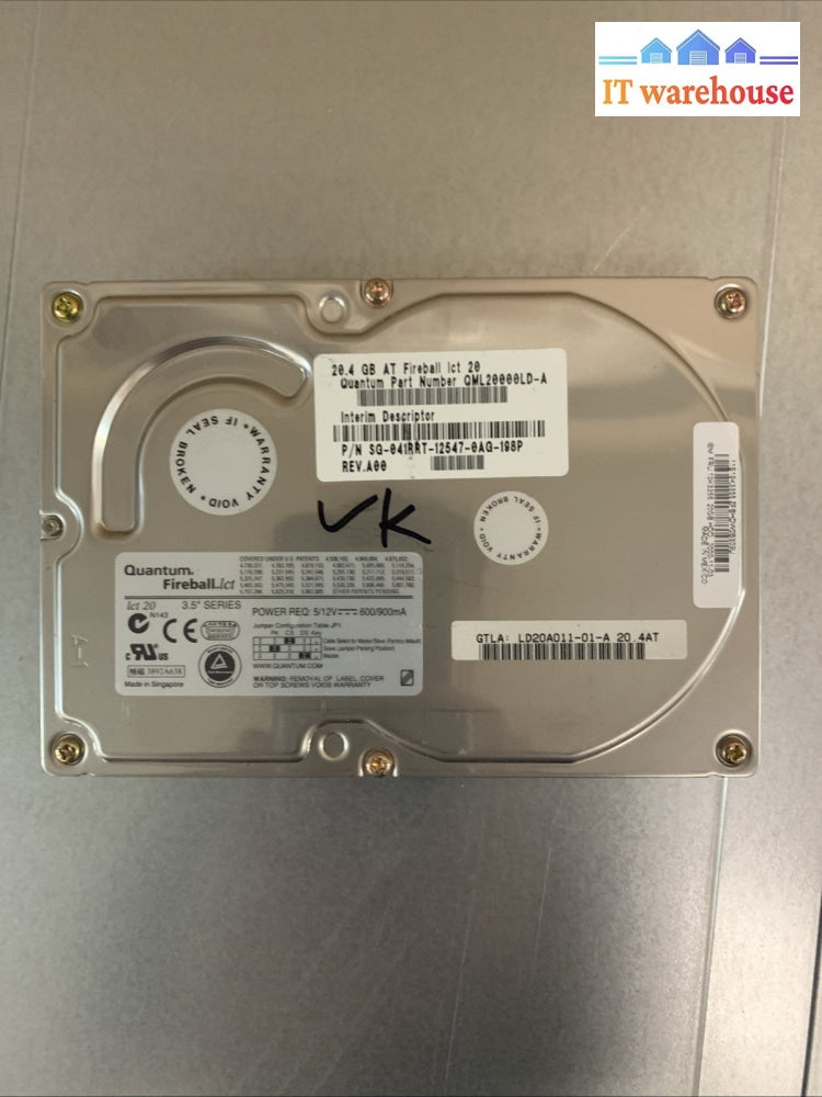 3.5 QUANTUM FIREBALLlct20 20GB IDE w/ WinXP SP3 installed (1000 + days lifetime)