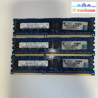 3*   Hynix 4GB 1Rx4 PC3-10600R DDR3 1333MHz 1.5V ECC REGISTERED Memory RAM 1x4G