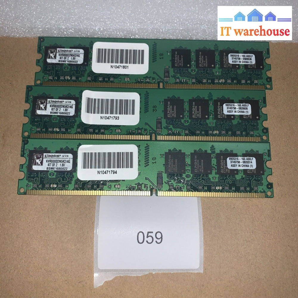 3 x 2GB KINGSTON PC2-6400 KVR800D2N5K2/4G DDR2 DIMM MEMORY RAM