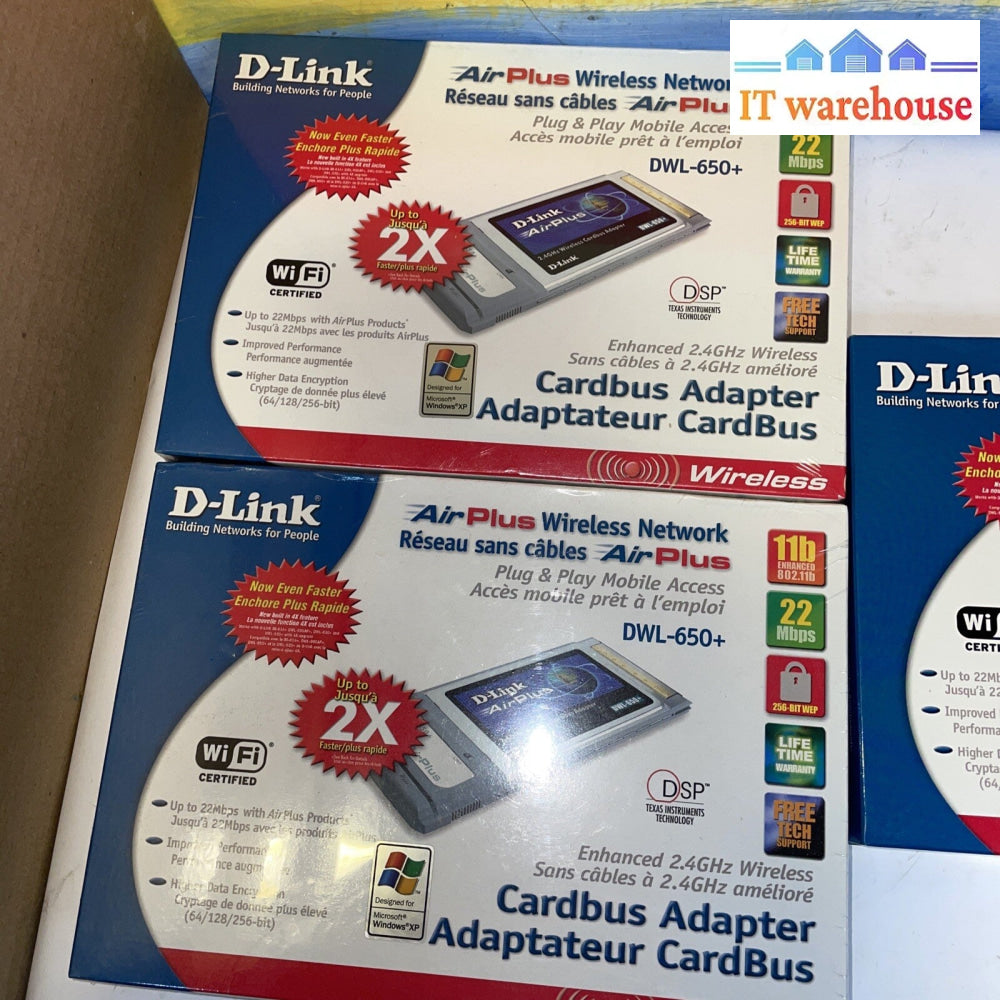 3 x  D-link AirPlus DWL-650+ 802.11b Wireless Adapter - Brand New PCMCIA