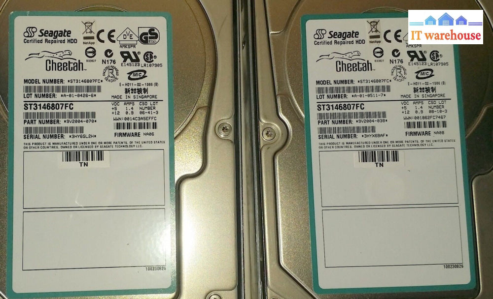 3 x  FC Seagate 146G 10K.7 ST3146807FC 9V2004 FW: NA06 w/ tray 108-00057 SP-274A