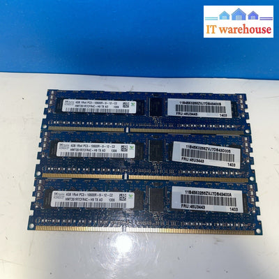 3 x  Hynix 4GB RAM - 1Rx4 PC3-10600R DDR3 - HMT351R7CFR4C-H9 Memory