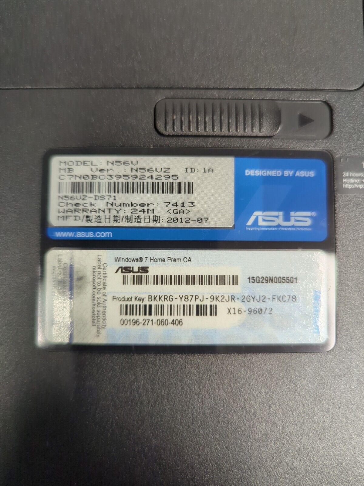 (GRADE A) ASUS N56V 15.6" Laptop Intel i7-3610QM CPU/16GB RAM/240GB SSD/Win 10 -