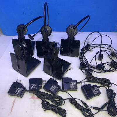 Lot of 5 Plantronics Wireless Headset DECT C054 stand charger & AC adapters