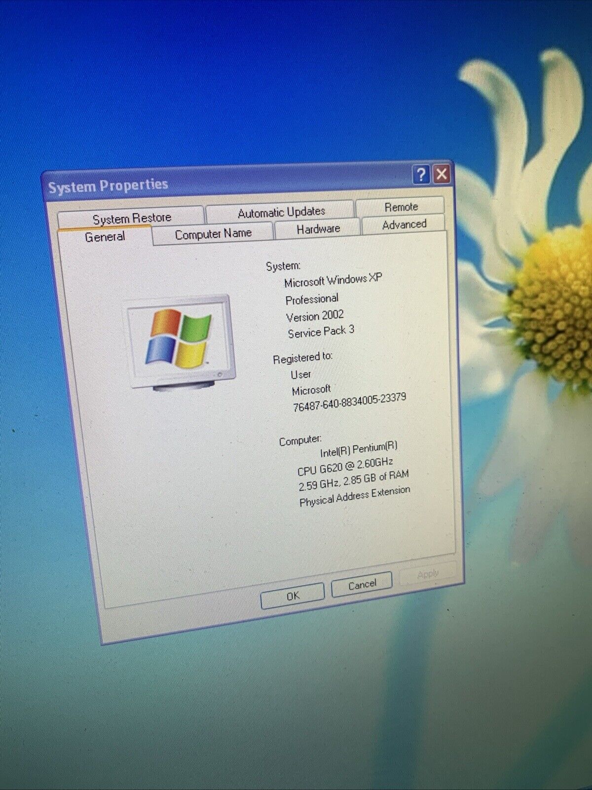 Lenovo ThinkCentre M72e 3660 A49 G620 3GB 250GB+ Windows XP Pro SP3
