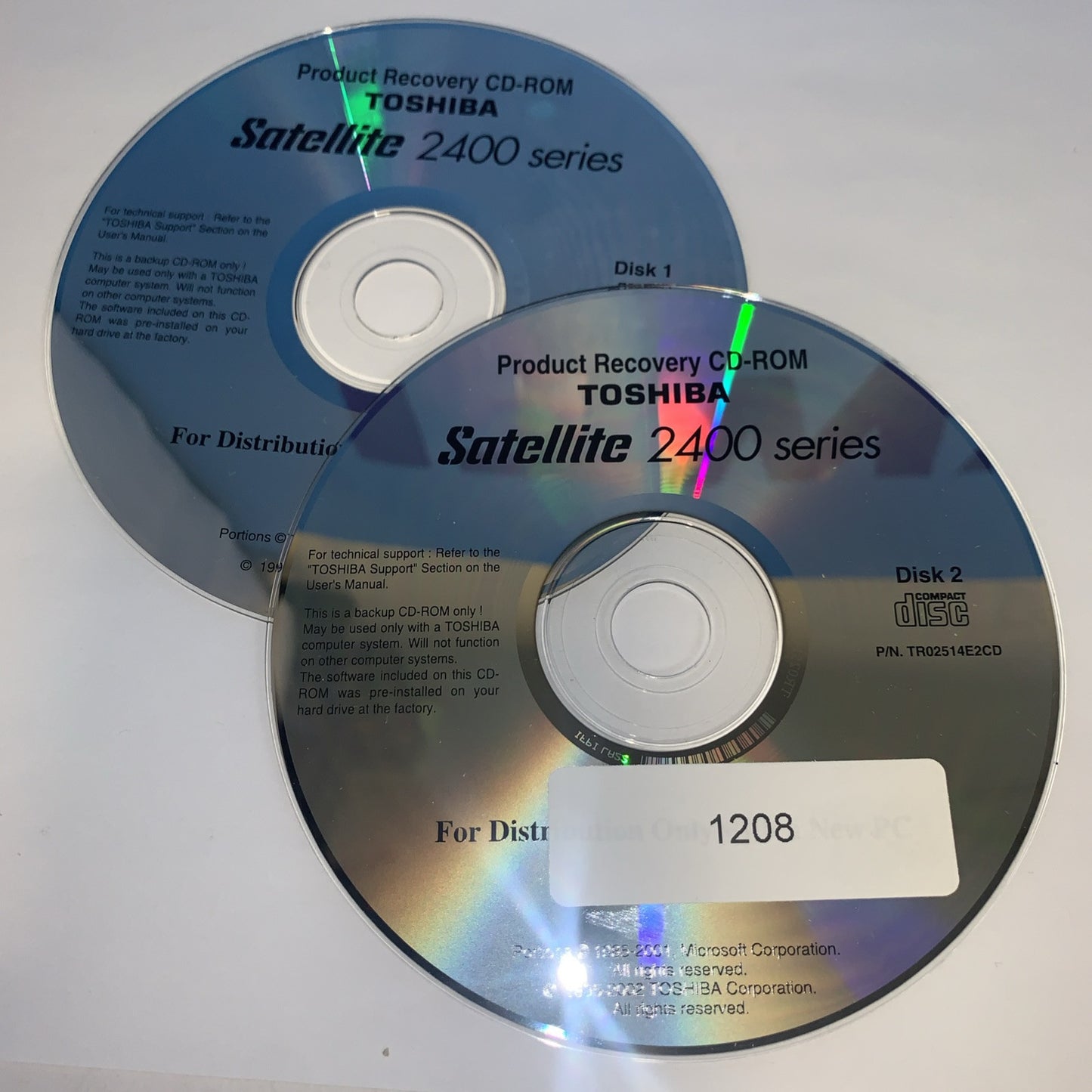 Operating System Windows  Recovery CD for Toshiba Satellite 2400 Series