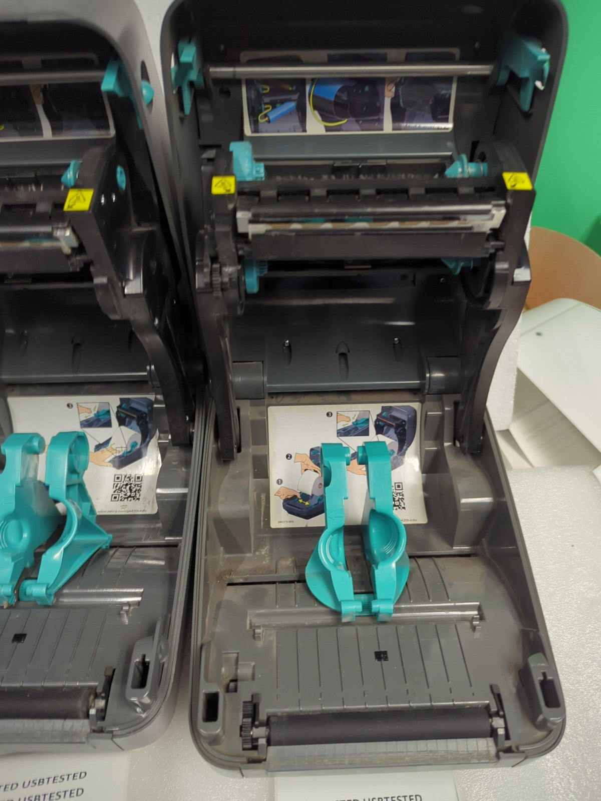 2x Zebra GK420T Thermal Label Printers (AS IS, No AC adapter, *Read* ) -