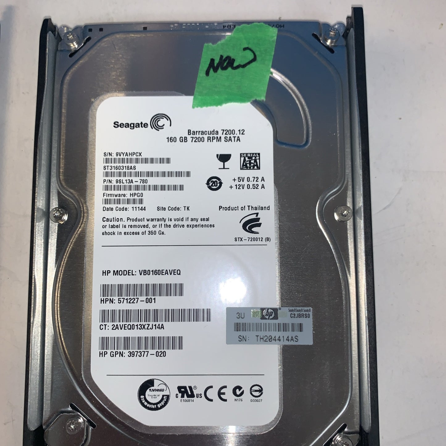 New ~ Lot Of 2 HP ST3160318AS. VBO160EAVEQ 9SL13A-780 HPGO 11144 Tk Hard Drive