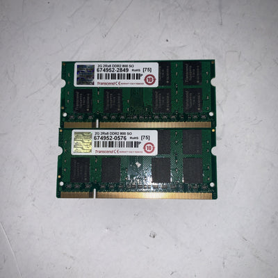 Lot of 2 Transcend 2GB 2RX8 DDR2 800  PC6400 800MHZ laptop memory