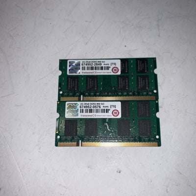 Lot of 2 Transcend 2GB 2RX8 DDR2 800  PC6400 800MHZ laptop memory