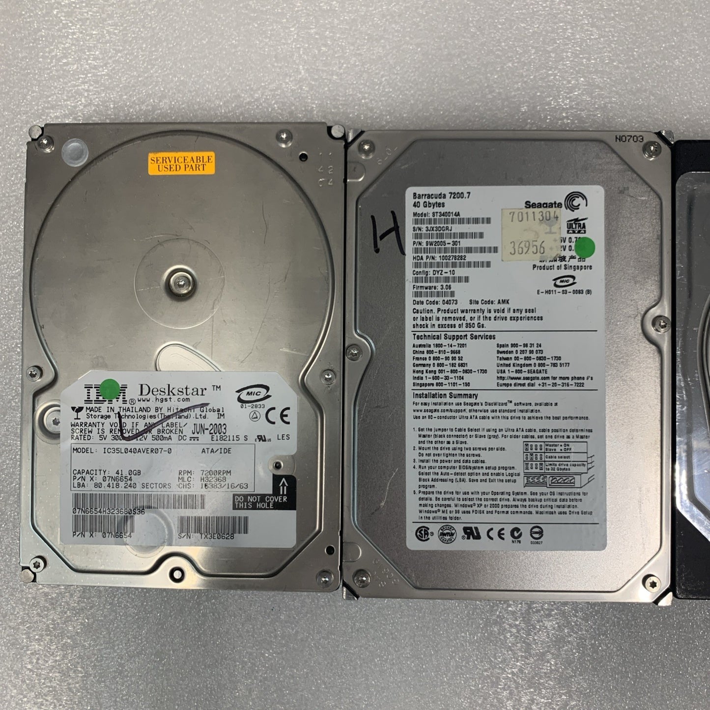 Lot of 4 Desktop IDE hard drives