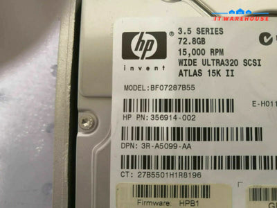 + 356914-002 HP 73GB 15KRPM Ultra 320 SCSI 3.5" 8MB Cache Hot Swap Hard Drive @