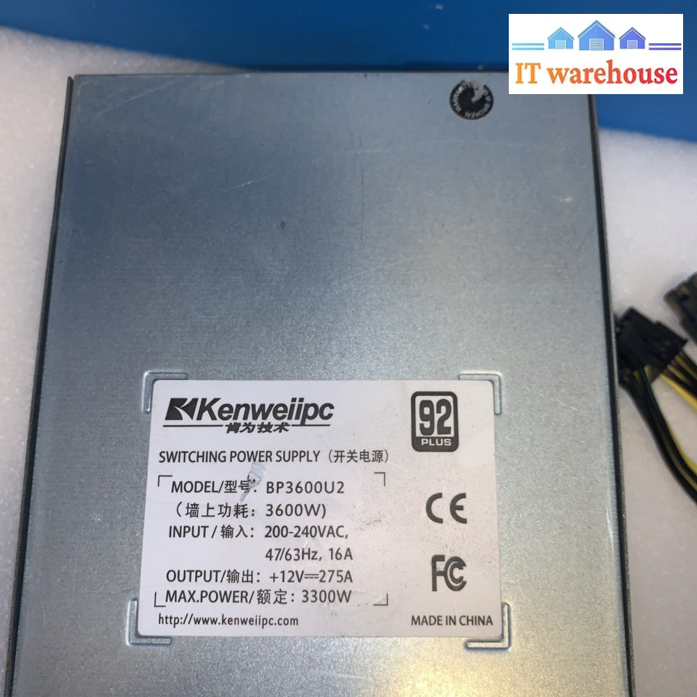 3600W Kenweiipc BP3600U2 ASIC 10 x 6-Pin Switching Power Supply