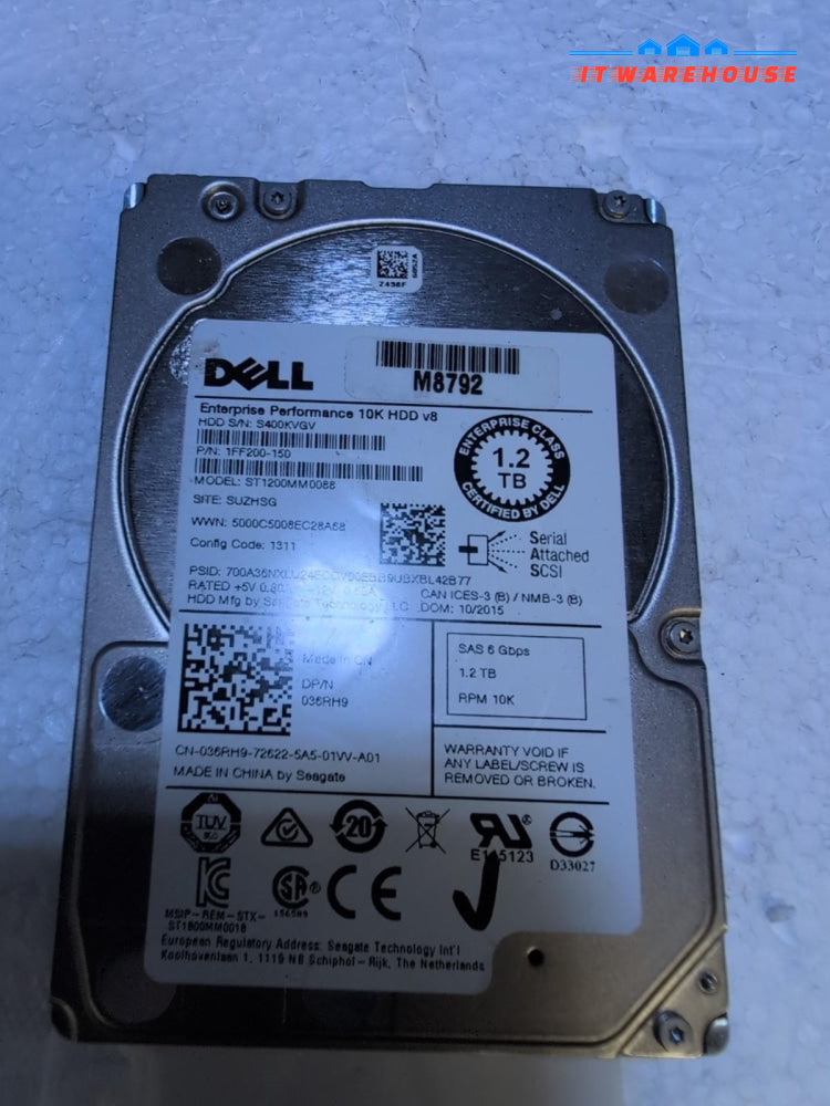 36RH9 Dell 1.2TB 10K 6Gb/s 2.5 SAS Hard Drive ST1200MM0088 Tested -