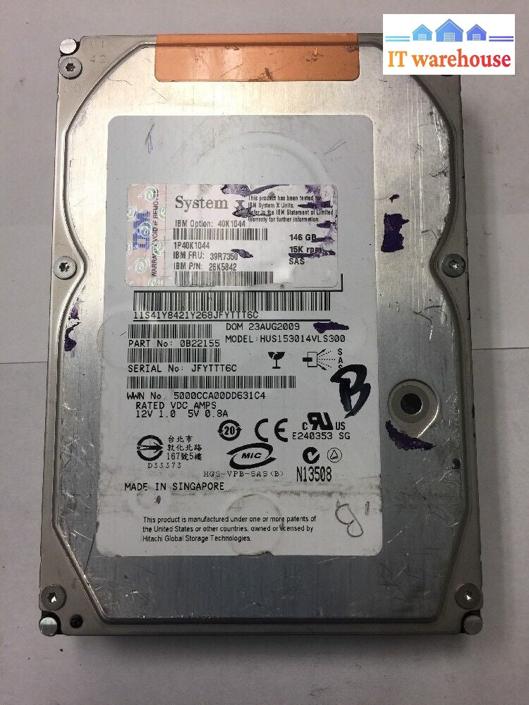 - 39R7350 Ibm 146.8Gb 15K Sas Hdd St3146855Ss 43W7482 43W7488