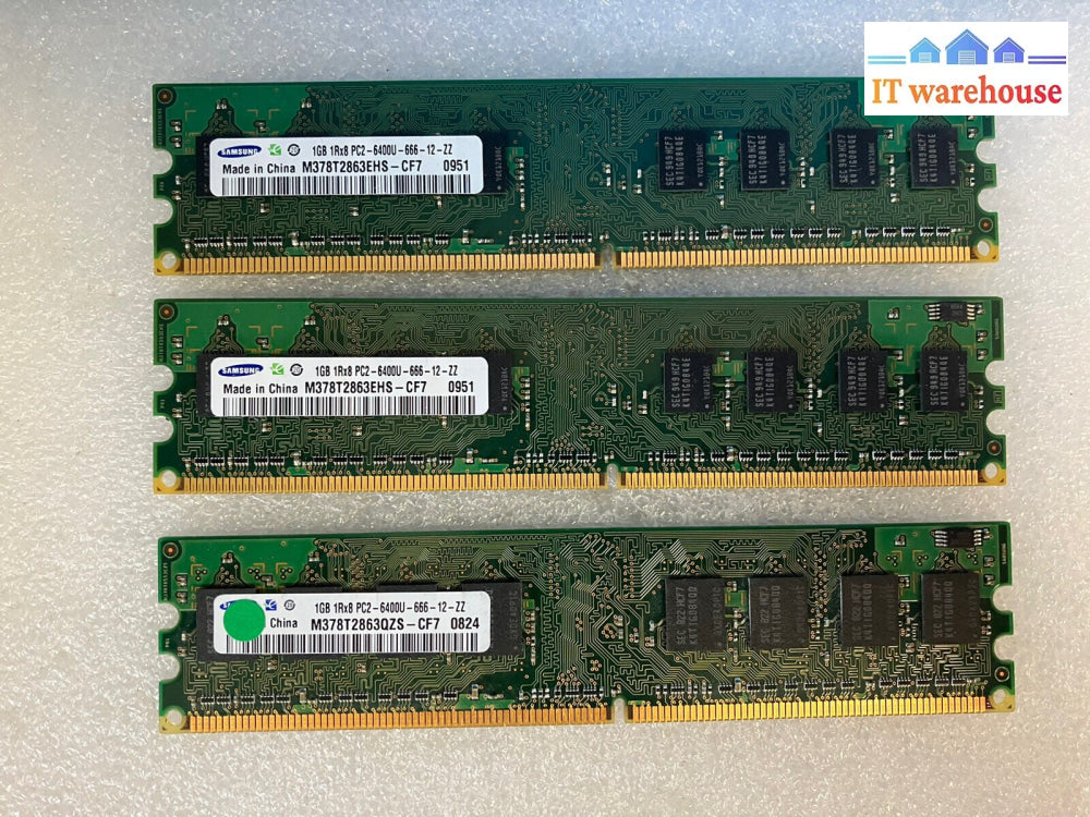 ~ (3x 1GB) Samsung 1GB 1Rx8 PC2-6400U-666-12-ZZ M378T2863 CF7 Desktop Memory RAM