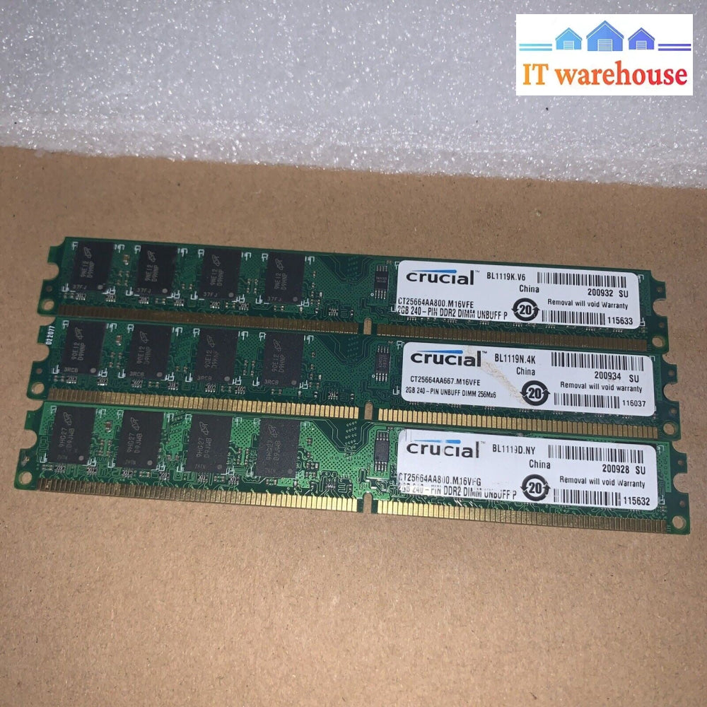 3x 2GB crucial 240-PIN UNBUFF DIMM 256Mx6 desktop memory