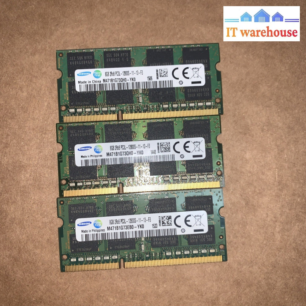 3x 8GB = 24GB Samsung DDR3L 1600MHz PC3L-12800S Laptop Memory RAM 2Rx8 1.35V