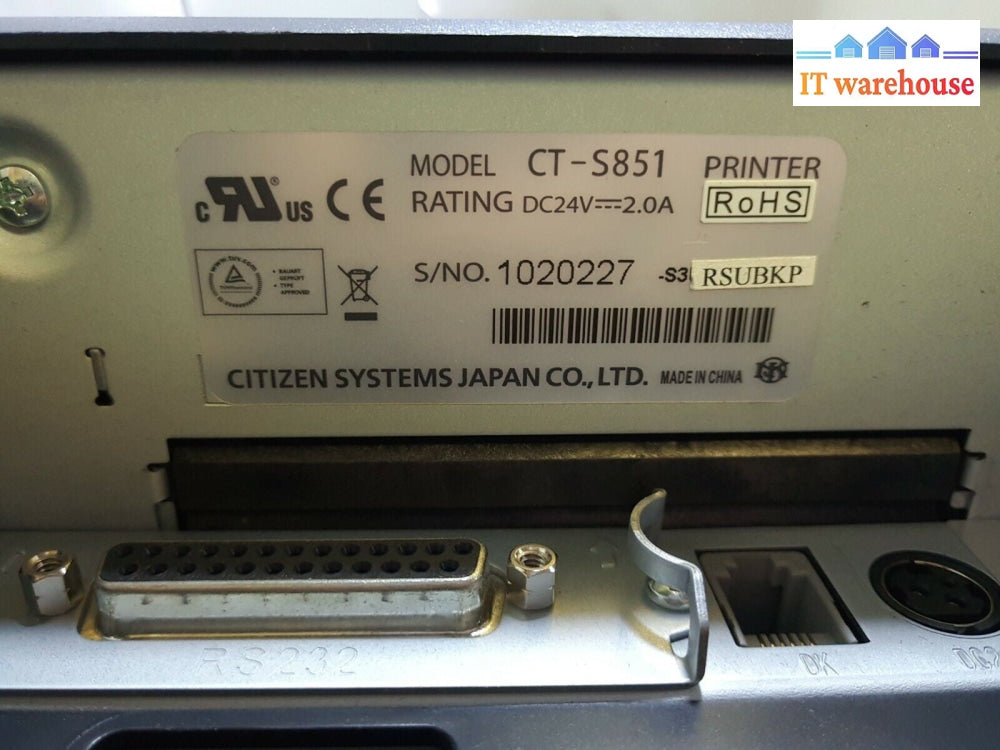 - 3x Citizen CT-S851 Thermal Serial POS Printer (AS IS, NO ADAPTER, NO CUTTER)