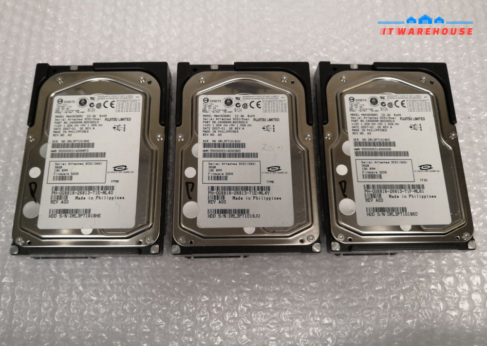 - 3x Dell G8816  36GB SAS 15K 3GBPS 3.5" Hard Drive MAX3036RC @@@