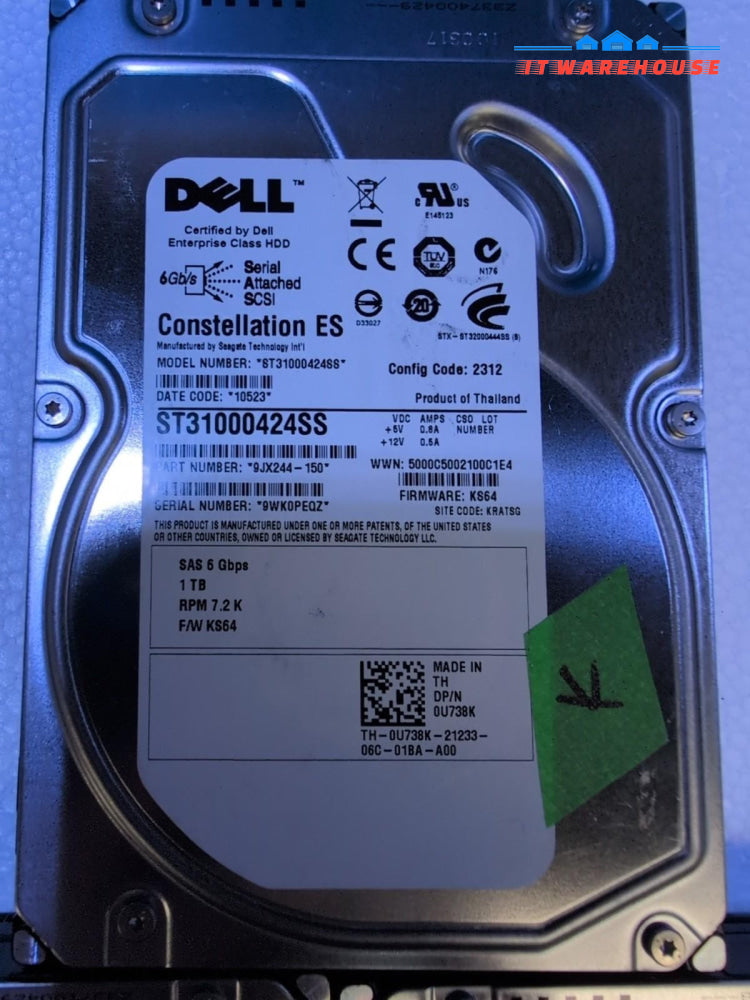 3x DELL ST31000424SS  1TB 7.2K 3.5" SAS HARD DRIVE U738K (1000 Days Remains) -
