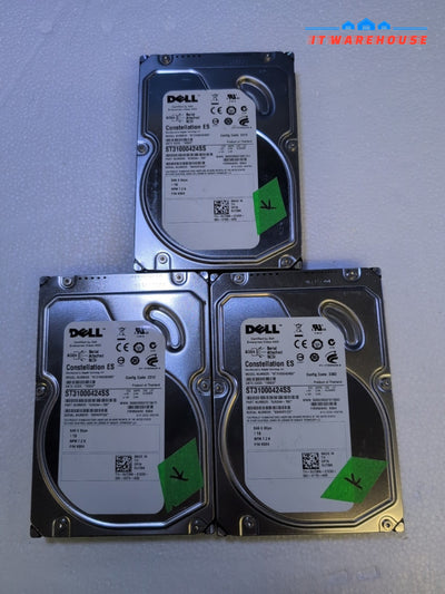 3x DELL ST31000424SS  1TB 7.2K 3.5" SAS HARD DRIVE U738K (1000 Days Remains) -