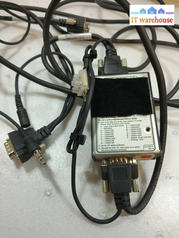 - 3x Extron EDID 101V EDID emulators with VGA extension cables 