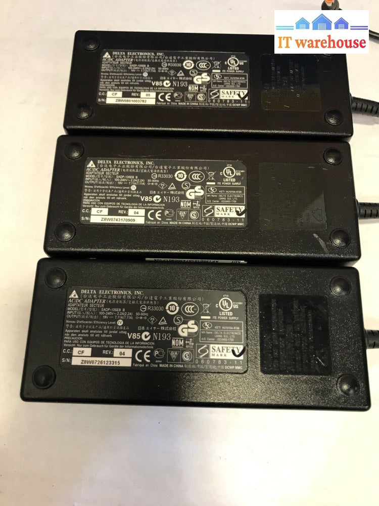 3X Genuine Delta Electronics Sadp-135Eb B Ac/Dc Adapter 19V 7.11A For Laptop