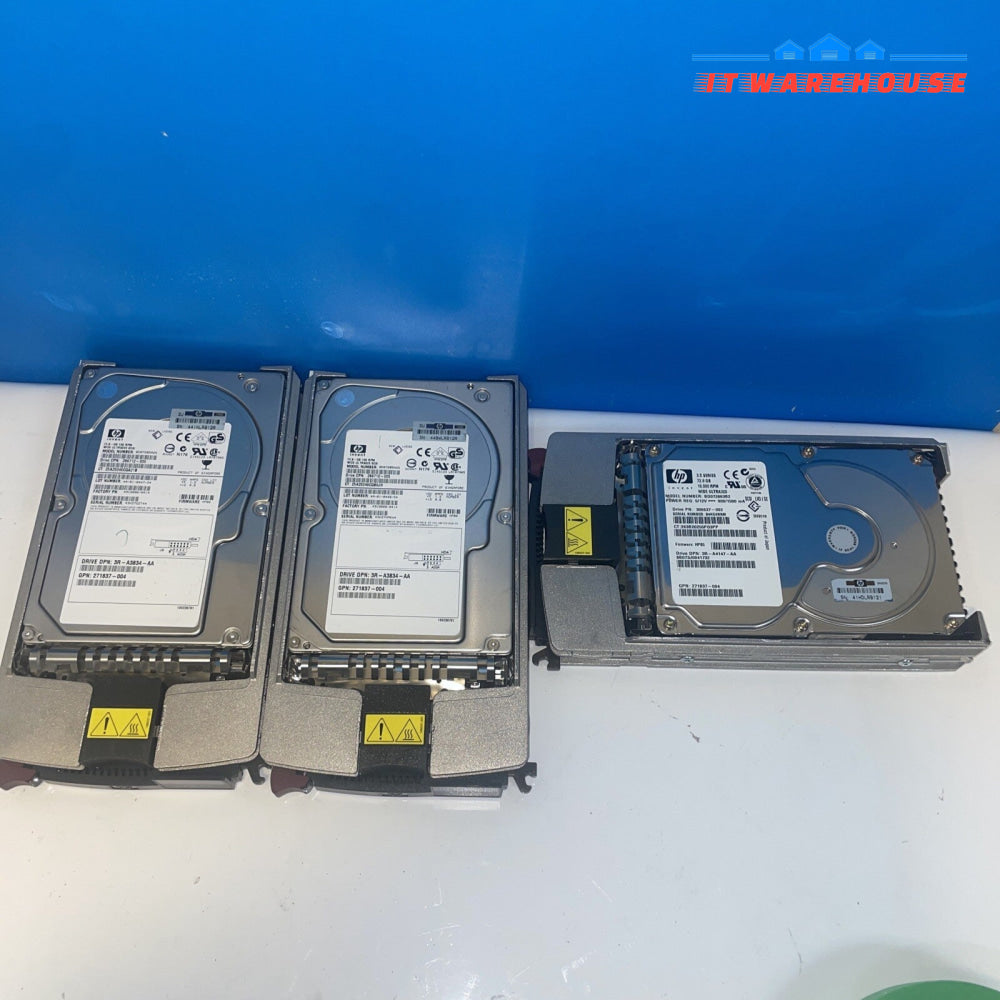 3x    HP 72.8GB, 10k RPM, 3.5 in. Ultra320 SCSI server HDD with 289042-001 caddy
