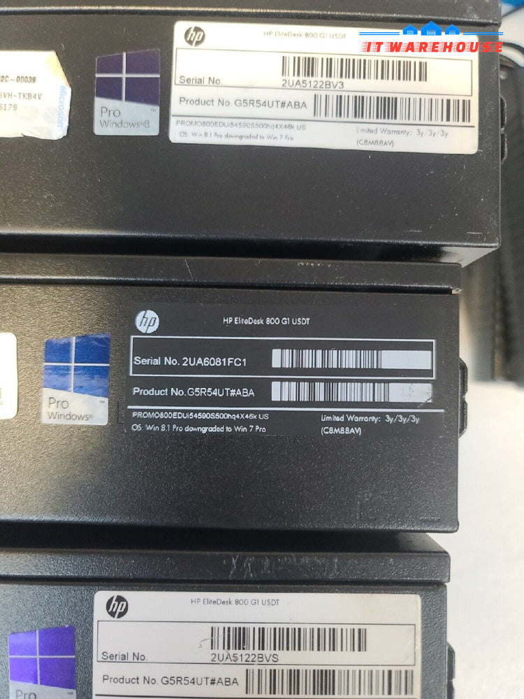 - 3x HP EliteDesk 800 G1 USDT PC W/i5-4590s/8GB RAM/120GB SSD/ Win 10/AC Adapter