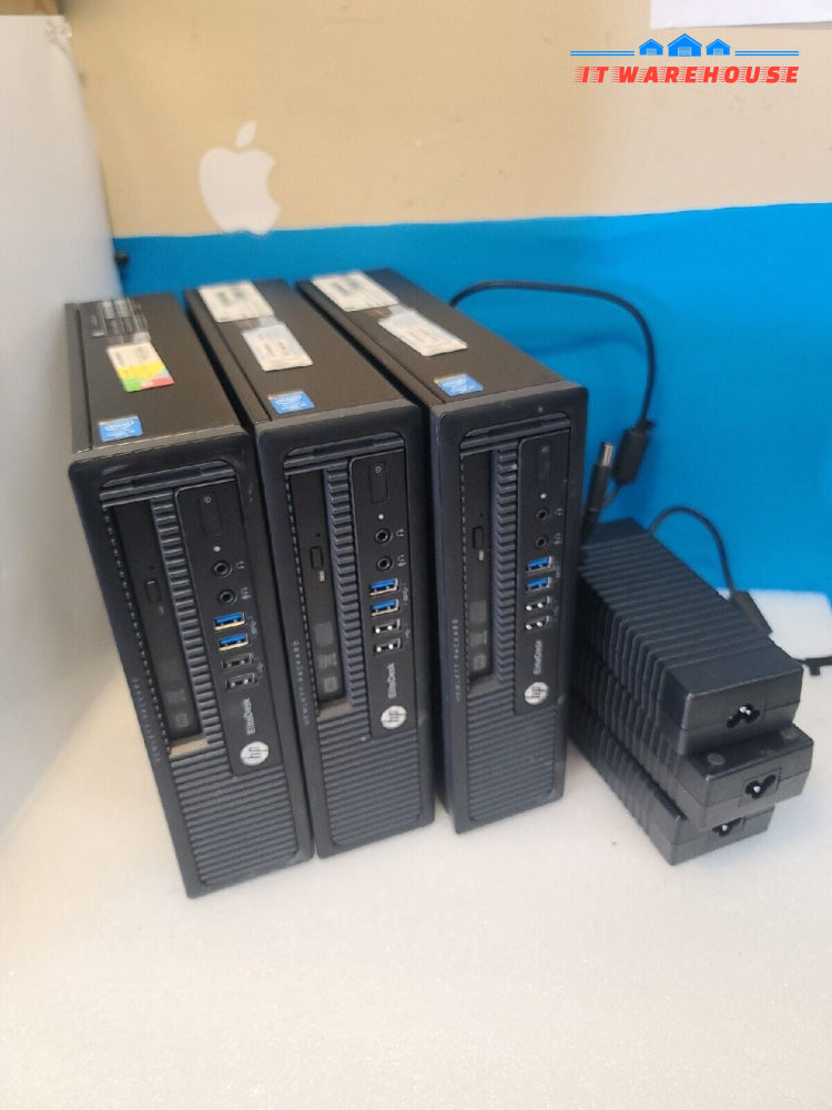 - 3x HP EliteDesk 800 G1 USDT PC W/i5-4590s/8GB RAM/120GB SSD/ Win 10/AC Adapter
