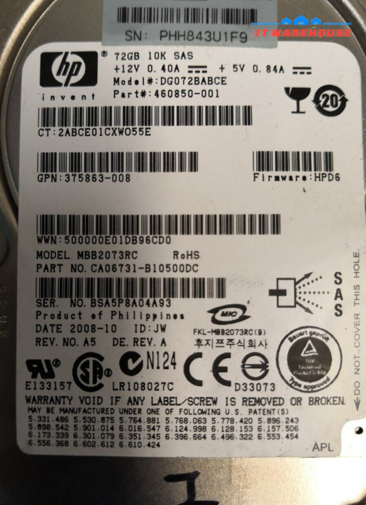 - 3x HP MBB2073RC 73.5GB 10000 RPM 16MB 2.5" SAS HDD DG072BABCE CA06731 @@@