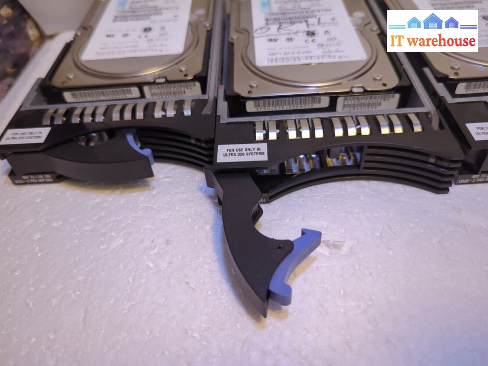 - 3x IBM FRU 90P1309 26K5152 SCSI 10K RPM 73GB Hard Drive w/ caddy 25R4100
